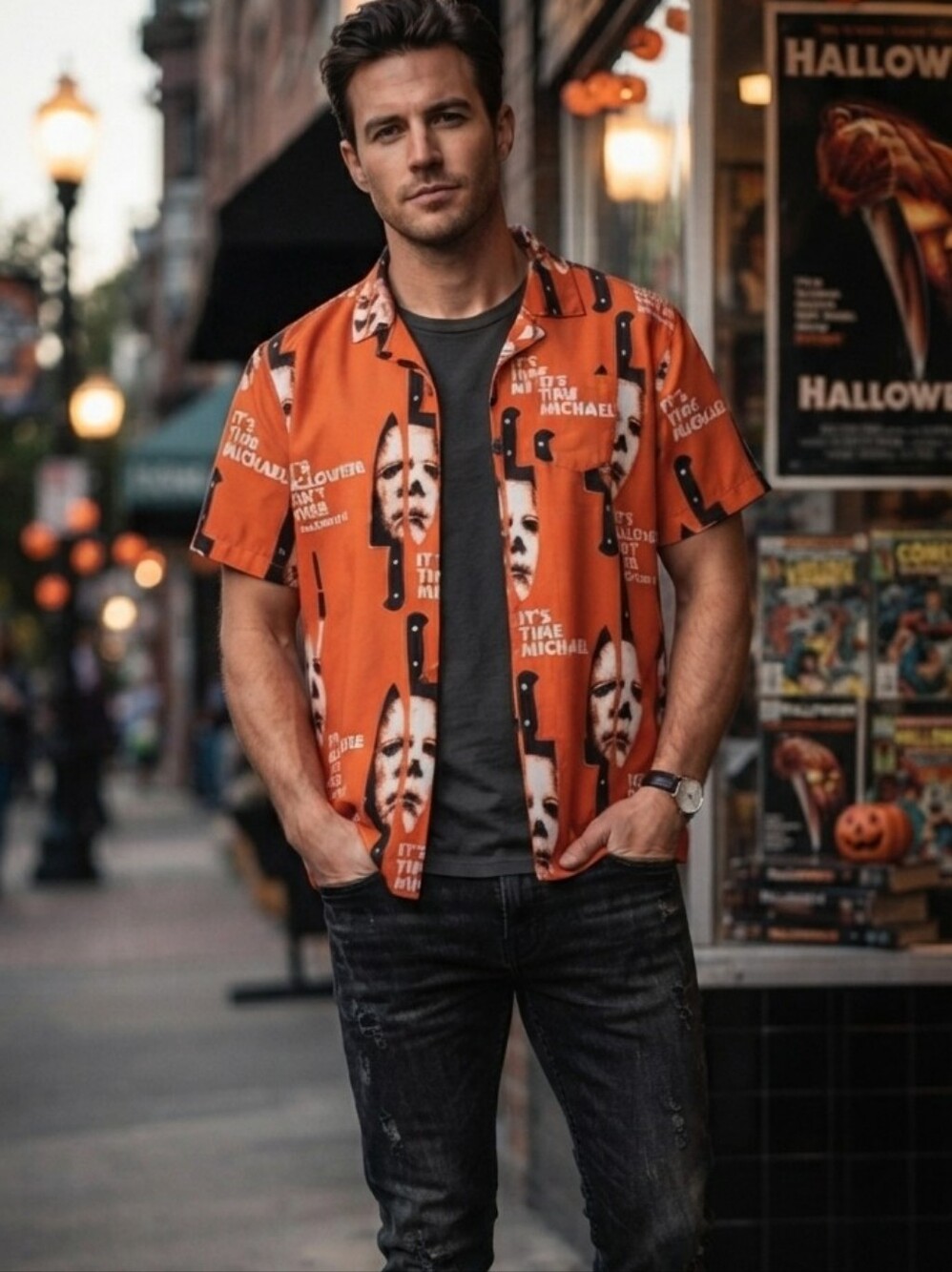 Halloween 2 Mens Graphic Print Shirt with Short Sleeves